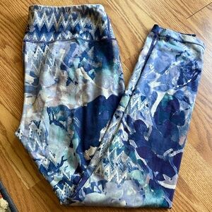 Prana Blue Green Camouflage Print Leggings